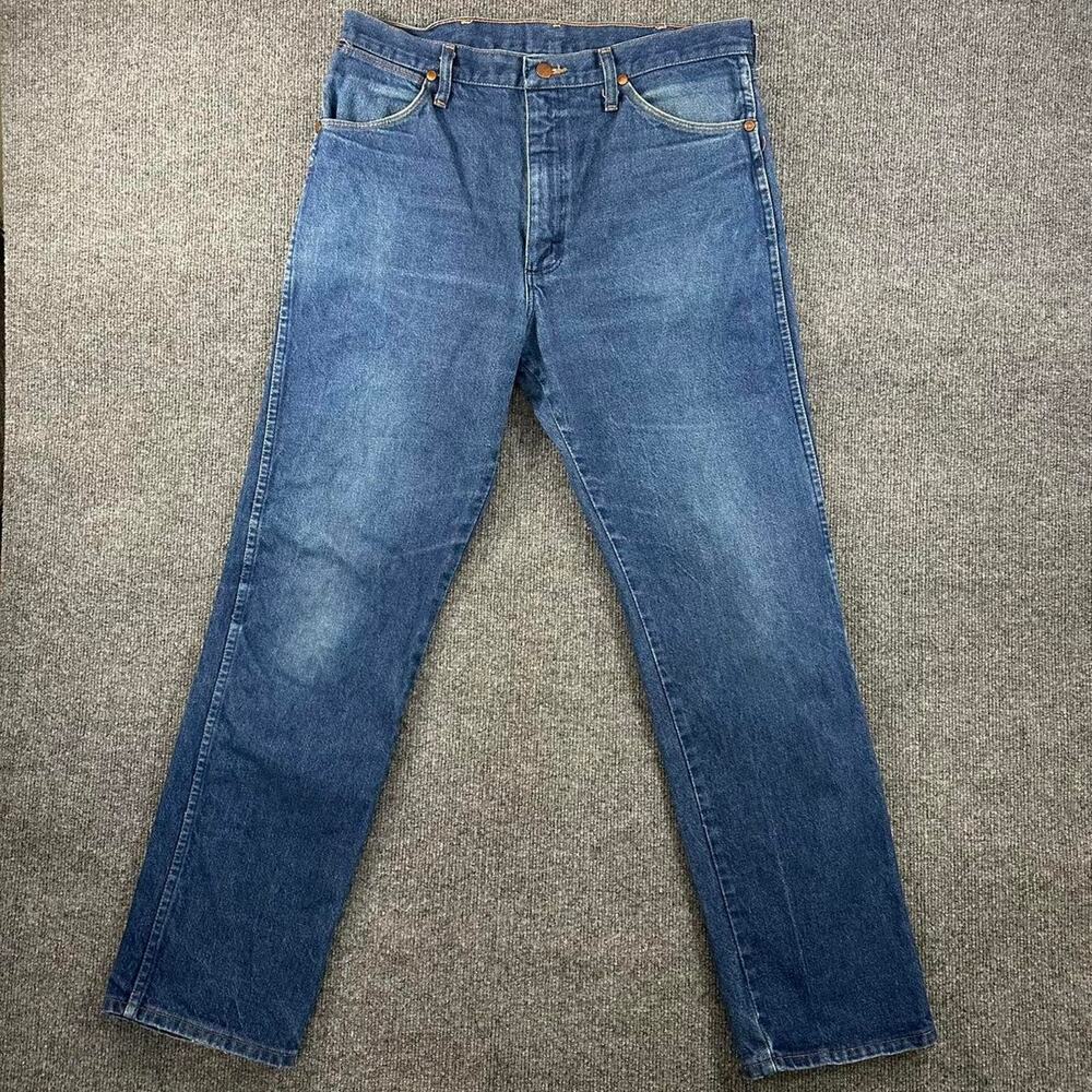 Vtg Wrangler Men’s 13MWZ Cowboy Cut Jeans Rigid 100% Cotton USA Made Denim 35x32